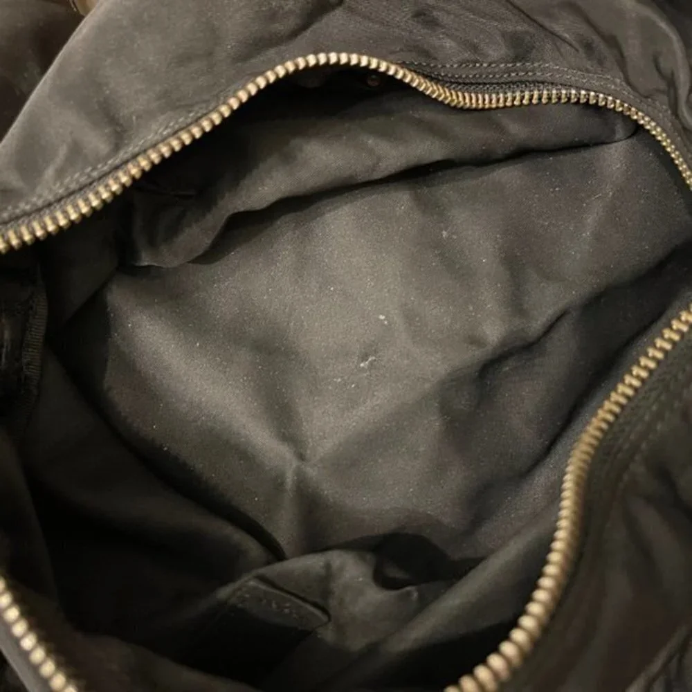 Vintage Prada Zip Satchel Tessuto in Black with Patent Leather Handles